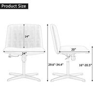 Cross Legged Office Chair No Wheels, PU Leather Criss Cross Desk Chair Wide Seat with Swivel, Adjustable and Rocking, Armless Vanity Chair Task Chair for Living Room Bedroom, Black PU
