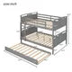 Bunk Beds, Full Size Wood Bed Frame with Twin Size Trundle, Convertible to 2 Full Size Platform Bed, Bunk Bed with Ladder and Safety Rails for Kids Teens Adults, Gray