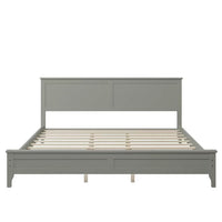 Modern Solid Wood King Size Platform Bed with Headboard/Footboard, Wood Bed Frame Wood Slat Support, Deluxe Wood Platform Bed Frame, No Box Spring Needed, for Adults, Teens, Gray