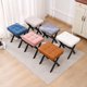 Vanity Stool, Square Fabric Makeup Stool with Metal X Legs, Ottoman Stool Chair with Rivet Trims for Vanity, Modern Padded Vanity Seat Foot Rest Stool for Makeup Room, Living Room, Blue