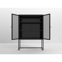 Sideboard Buffet Cabinet,47.2"H Storage Cabinet Kitchen Buffet,Stylish Metal Pantry Cabinet with 2 Mesh Doors,Accent Storage Cabinet with Adjustable Shelves for Office Dining Room Living Room,Black
