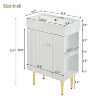 Bathroom Vanity, Cabinet with Undermount Sink Overflow White Drop in Ceramic Sink Top, 21.6" Bathroom Vanity, Solid Structure, Easy Assemble, Right side storge