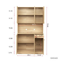 Storage Cabinet, 70.87" Tall Kitchen Buffet Sideboard Wardrobe with 1-Open Shelves & 1-Drawer, Freestanding Cupboard Pantry Cabinet with 6-Doors for Bedroom Home Office, Rustic Oak