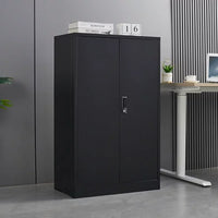 42" Metal Storage Cabinet with 2 Locking Doors and Adjustable Shelf,Lockable File Cabinet,Storage Locker Cabinet for Home Office,School,Garage, Black
