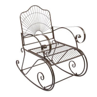 Iron Wire Single Rocking Chair Dark Brown, Stable & Sturdy Garden Iron Art Rocking Chair Family Chairs for Patio, Deck, Backyard or Garden Outdoor Use