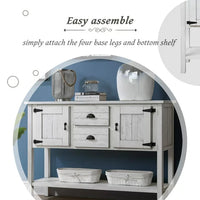 48'' Console Table, Wood Buffet Cabinet with Storage, Retro Style Sideboard Buffet Cabinet Entryway Console Table with 2 Drawers, 2 Cabinets and Bottom Shelf for Living Room Kitchen Dining Room, White