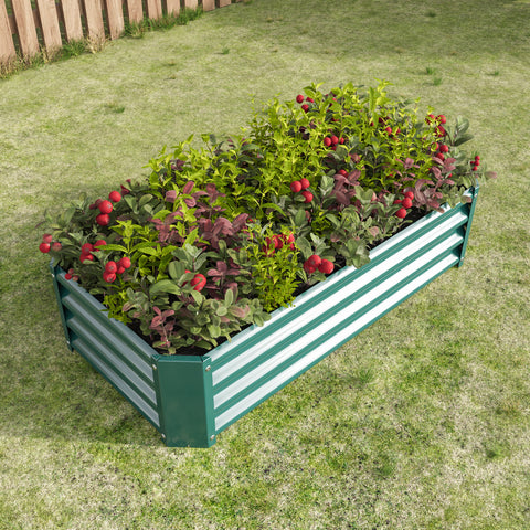 4×2×1ft Raised Garden Bed Kit, Large Galvanized Beds Outdoor Planter Box with Safety Edging and Gloves, Metal for Gardening Vegetables Fruits Flowers,Green