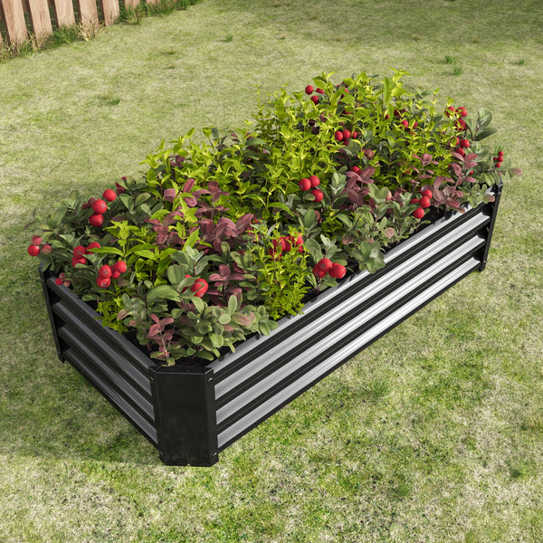 4×2×1ft Raised Garden Bed with Steel Cable, Elevated PP Planter Box Stand for Gardening, Backyard Patio Ground Raised Bed for Planting Vegetables Flower Herb and Succulents, Black