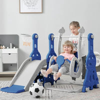 4 in 1 Toddler Slide Swing Set,Kids Playground Sets with Swing Slide and Climber Basketball Hoop for Children Boys and Girls, Indoor Outdoor