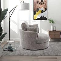 360 Degree Swivel Accent Barrel Chair, Swivel Round Sofa With 3 Pillows, Modern Oversized Arm Chair Cozy Club Chair for Bedroom Living Room Lounge Hotel, Easy to Clean Chenille Fabric, Gray