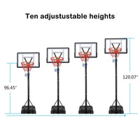 7-10ft Outdoor Adjustable Basketball Hoop with 35 Inch Backboard, Height Adjustable Basketball Hoop with Large Base, Portable Basketball Goal with Two Wheels, Basket Balls Outdoor Hoop, Black