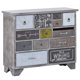 Storage Cabinet with 13 Drawers, Modern Accent Media Console Decorative Cabinet Entry Table with Wood Frame & Colorful Pattern, Sideboard Buffet Entertainment Center for Living Room Bedroom, Gray
