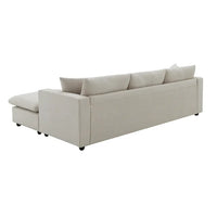 100" L-Shaped Modern Deep Sectional Sofa Couch, Comfy 3 Seats Sectional Sofa with Chaise Ottoman, Polyester Fabric Cloud Couch with 2 Pillows for Living Room Apartment Office, Beige