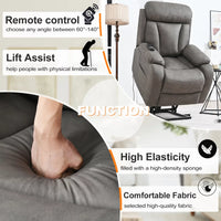 Large Power Lift Recliner Chair for Elderly, Upholstered Anti-skid PU Lift Chair, 60°-140° Adjustable Remote Control Recliner Sofa with Padded Seat Backrest & Side Pocket, Dark Gray PU