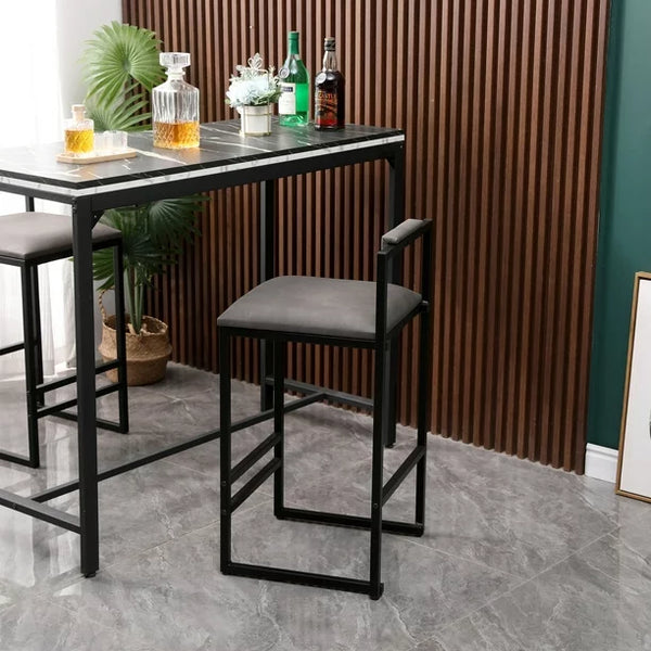 PU Leather Counter Height Stools Set of 2, 26in Bar Stools with Back and Metal Footrest, Modern Upholstered Armless Bar Chair for Kitchen Island, Home Bar, Gray
