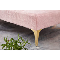35.5 Inch L Modern Teddy Convertible Single Futon Sofa Bed with 1 Pillow, Multifunctional Armless Futon Chair with Metal Legs, Comfy Sofa Chair for Living Room, Office, Studio, Apartment, Pink