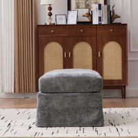 TRIPLE TREE 46" Wide Storage Ottoman, Upholstered Chenille Storage Bench with Detechable Cushion, Footrest Stool with Metal Legs and Foam Seat Cushion, Weight Capacity 500lbs, for Living Room Entryway, Charcoal