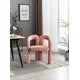 Modern Velvet Dining Chairs Set of 2, Upholstered Barrel Side Chairs Kitchen Armchair Accent Dining Chair, Comfy Vanity Chairs with Open-Back and 3 Legs, for Living Room/Dining Room/Bedroom, Pink