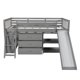 Twin Size Low Loft Bed with Storage Drawers and Shelves, Wood Loft Bed Frame with Guardrail , Gray