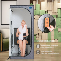 Full-Size Portable Infrared Sauna with Panels,FCC Certified, Infrared Sauna tent–Personal Home Spa&Heating Foot Pad, Controller, Foldable Chair and Reading Light, Effortless Installation, Rapid