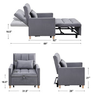 3 in 1 Convertible Sleeper Sofa,3 Position Adjustable Sofa bed with Pillow and Armrest,Pull Out Chair Bed,Folding Lounge Sleeper,Futon Sleeper Couch Bed for Living Room Bedroom office