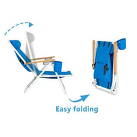 Beach Chair with Adjustable Headrest Portable High Strength,Blue