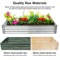 Galvanized Raised Garden Bed Kit, Large Heavy Metal Raised Garden Beds for Vegetables Flowers Herbs, Outdoor Square Planter Raised Garden Boxes Steel Kit, 6×3×1FT, 2PCS, Silver