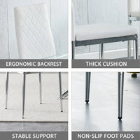 Dining Chairs Set of 6, Faux Leather Armless High Back Kitchen Chairs, Grid Shaped Dining Room Chairs with Metal Legs, Upholstered Dinner Chairs, Side Chair for Dining Room, Kitchen, Hotel
