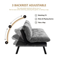 72" Convertible Sofa Bed, Loveseat Sleeper Sofa with 3 Position Adjustable Backrest, Chenille Futon Bed with Metal Legs, Lounge Couch for Living Room, Apartment, Studio, Guest Room, Orange