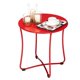 18" Patio Portable Side Table, Waterproof Round Metal Steel Side Table, Terrace Wrought Iron Side Table, Weather Resistant Portable Outdoor and Indoor End Table, for Garden Balcony Yard, Red