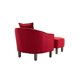 Linen Upholstered Accent Chair with Ottoman, Mid Century Modern Barrel Chair with Wood Legs, Club Tub Round Armchair, for Living Room, Bedroom, Red