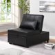 Black Sofa Bed Chair Bed, Convertible Couch Chair 4 in 1 Multi-Function Modern Folding Ottoman Leather Sleeper Bed with Adjustable Backrest and Pull Out Bed for Living Room Apartment Office