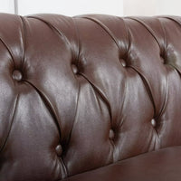 84"Rolled Arm Chesterfield Sofa Couch, Modern 3 Seater Sofa Couch, Luxious Leather Couch with Thicken Seat Cushions and Button Tufted Back, Chesterfield Couch with Nailhead Trim, Dark Brown+PU