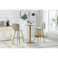Bar Stools Set of 2, 30" Velvet Counter Height Bar Stools with Back and Footrest,Dining Chairs with Padded Seat Cushion & Gold Metal Legs,Accent Chairs for Kitchen Counter Bistro Pub