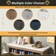 Storage Bench, Rustic Style 2-Door Storage Bench with 4 Small Storage Spaces and Linen Upholstered Top Cushion, Wood Storage Bench for Entryway, Foyer or a Mudroom, Brown & Beige