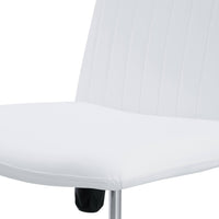 360 °Swivel Office Chair, Pu Material Home Computer Chair, Adjustable Cushion Chair with Black Foot Swivel Chair, Metal frame Makeup Chair Study Desk Chair, No Wheels, White