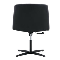 Armless Office Desk Chair No Wheels, PU Leather Cross Legged Chair with 360° Swivel, Height Adjustable and Cross-shaped Base, Upholstered Vanity Task Chair for Living Room Bedroom Dormitories, Black