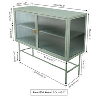 Retro Buffet Sideboard Storage Cabinet with Metal Frame & Fluted Glass Sideboard Buffet with Removable Shelves,Modern Console Table End Table Side Table for Kitchen Living Room Entryway,Mint Green