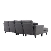 108.66'' Convertible Sectional Sofa Couch, U-Shaped Wide Reversible Couch Accent Sofa with Solid Wood Legs, Upholstered Accent Sofa Couches Wide Chaise Lounge for Living Room, Charcoal Grey