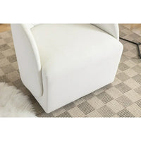 Swivel Accent Barrel Chair, Comfy Round Accent Sofa Chair for Living Room, 360 Degree Club Chair, Velvet Fabric Leisure Arm Chair for Nursery Bedroom Living Room Lounge Hotel Office (Ivory)