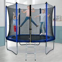 Trampolines 10 FT Recreational Trampoline with Enclosure Net, Outdoor Trampoline for Kids and Adults with Spring Pad, Jumping Mat & Ladder(Blue)