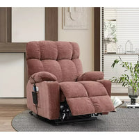 Motor Power Lift Recliner, Single Sofa Chair with Massage and Heat Function for Elderly, Infinite Position Lay Flat 180° Recliner with Side Pockets and Cup Holders for Living Room Office, Rose