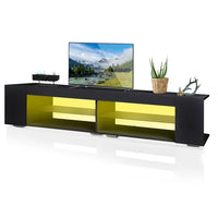 LED TV Stand for Up to 90in TV,Modern Entertainment Center with Storage,High Glossy TV Stand Console Table for Lounge Room Living Room Bedroom,16 Colors Chaging,250 Pounds Weight Capacity,Black