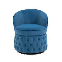 Swivel Accent Barrel Chair, Modern Round Barrel Chair with with 360 Degree Swiveling Metal Base Comfy Single Leisure Sofa Chair Reading Chair with Curved Back for Living Room Bedroom Office Light Blue