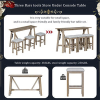 Dining Table Set for 3,Multipurpose Home Kitchen Dining Bar Table Set with 3 Upholstered Stools,Home Kitchen Furniture,4 Piece Dining Sets,Natural Wood Wash