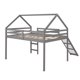 Full Size Loft Bed with Slide,Roof and Ladder, Wooden House Bed Frame for Kids Teens Girls Boys, Playhouse Bed, No Box Spring Needed, Gray