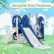 5 in 1 Toddler Swing and Slide Set with Climber, Kids Playground Climber Slide Playset with Safety Belt, Armrest, Basketball Hoop, High Adjustable Baby Swing Set for Indoor Outdoor Backyard, Blue