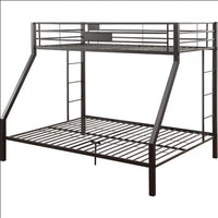 Twin XL Over Queen Bunk Bed,Heavy Duty Metal Bunk Bed Frame with Safety Guardrail and 2 Built-in Ladder,Metal Bunk Bed for Kids Teens Adults Bedroom,Black