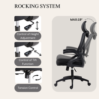 Ergonomic Office Chair, Desk Chair with Adjustable Height and Swivel Wheels, Home Mesh Computer Chair with Lumbar Support, Headrest and Armrest for Home, Study and Working, Black