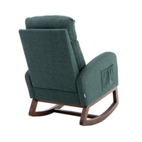 Rocking Chair Nursery, Modern Glider Rocking Chair with Headrest and Thicken Wood Base, Upholstered Nursing Armchair for Living Room, Bedroom, Emerald